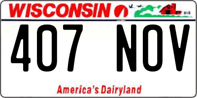 WI license plate 407NOV