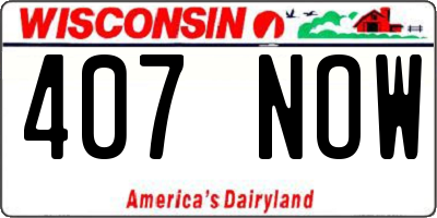 WI license plate 407NOW