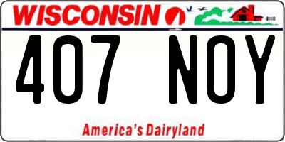WI license plate 407NOY