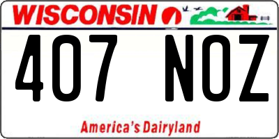 WI license plate 407NOZ
