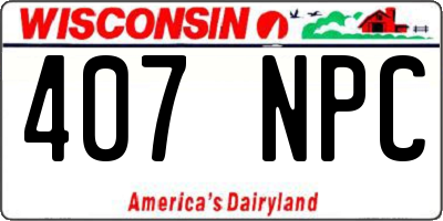 WI license plate 407NPC