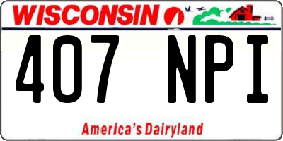 WI license plate 407NPI