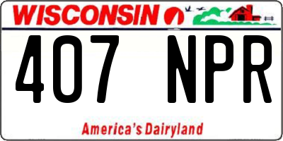 WI license plate 407NPR