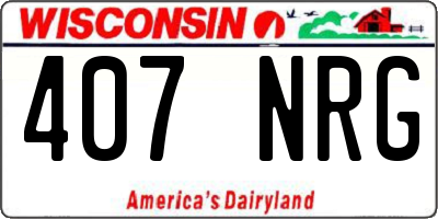WI license plate 407NRG