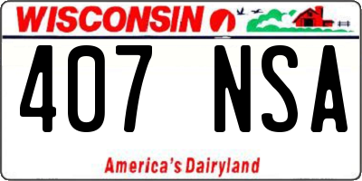 WI license plate 407NSA