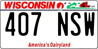WI license plate 407NSW