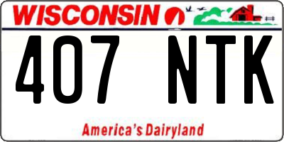 WI license plate 407NTK