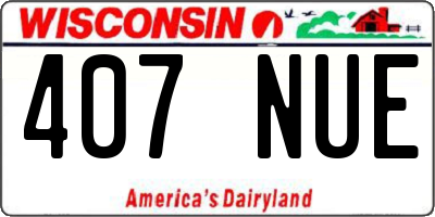 WI license plate 407NUE