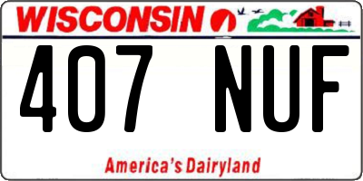 WI license plate 407NUF