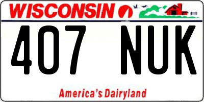 WI license plate 407NUK