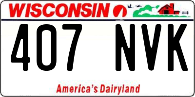 WI license plate 407NVK