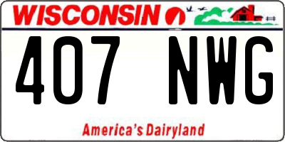 WI license plate 407NWG