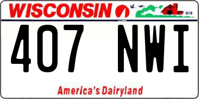 WI license plate 407NWI