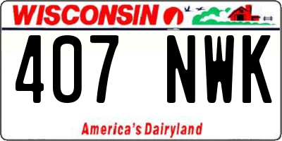 WI license plate 407NWK