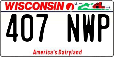 WI license plate 407NWP