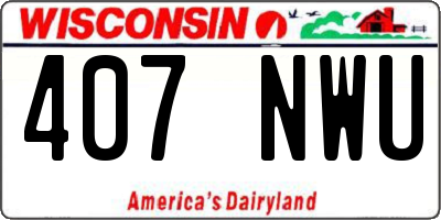 WI license plate 407NWU
