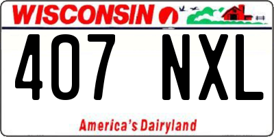WI license plate 407NXL