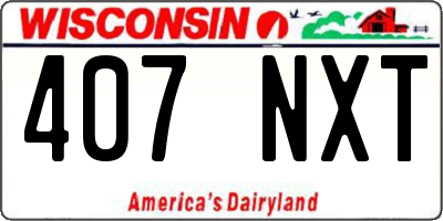 WI license plate 407NXT