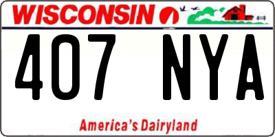WI license plate 407NYA