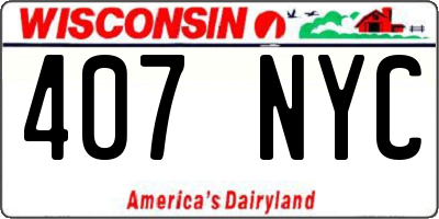 WI license plate 407NYC