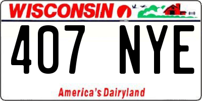 WI license plate 407NYE