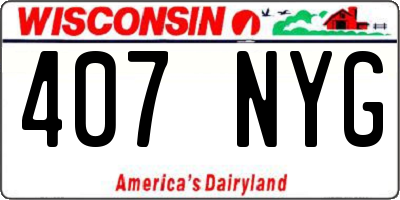 WI license plate 407NYG