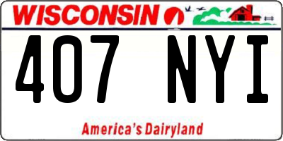 WI license plate 407NYI