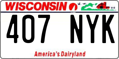 WI license plate 407NYK