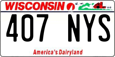 WI license plate 407NYS