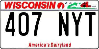 WI license plate 407NYT