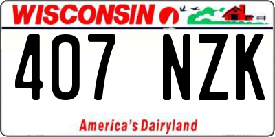 WI license plate 407NZK