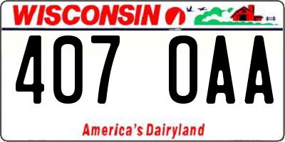 WI license plate 407OAA