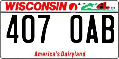 WI license plate 407OAB