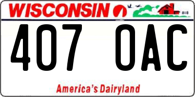 WI license plate 407OAC
