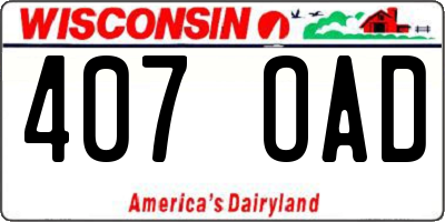 WI license plate 407OAD