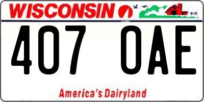 WI license plate 407OAE
