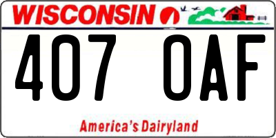 WI license plate 407OAF