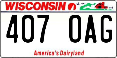 WI license plate 407OAG