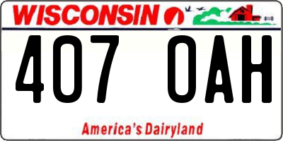 WI license plate 407OAH