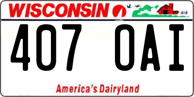 WI license plate 407OAI