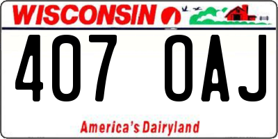 WI license plate 407OAJ