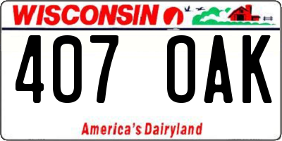 WI license plate 407OAK