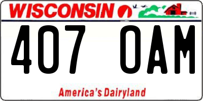 WI license plate 407OAM