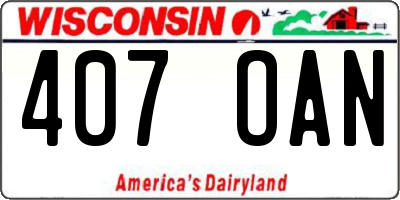 WI license plate 407OAN