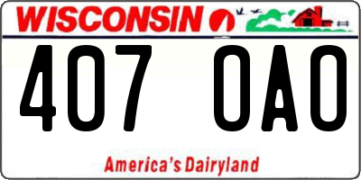 WI license plate 407OAO