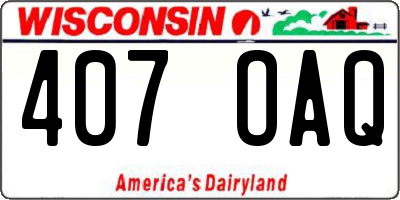 WI license plate 407OAQ