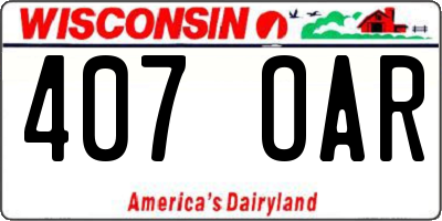 WI license plate 407OAR
