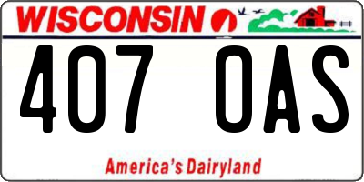 WI license plate 407OAS