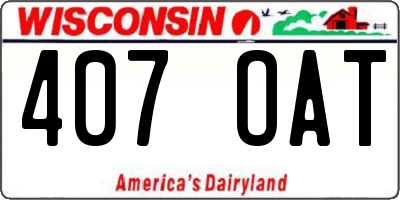 WI license plate 407OAT