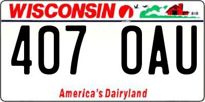 WI license plate 407OAU